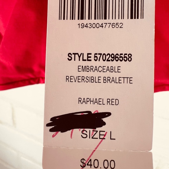 NWT Soma Embraceable Reversible Soft Bralette Wireless Large Raphael Red #587 - Picture 6 of 9